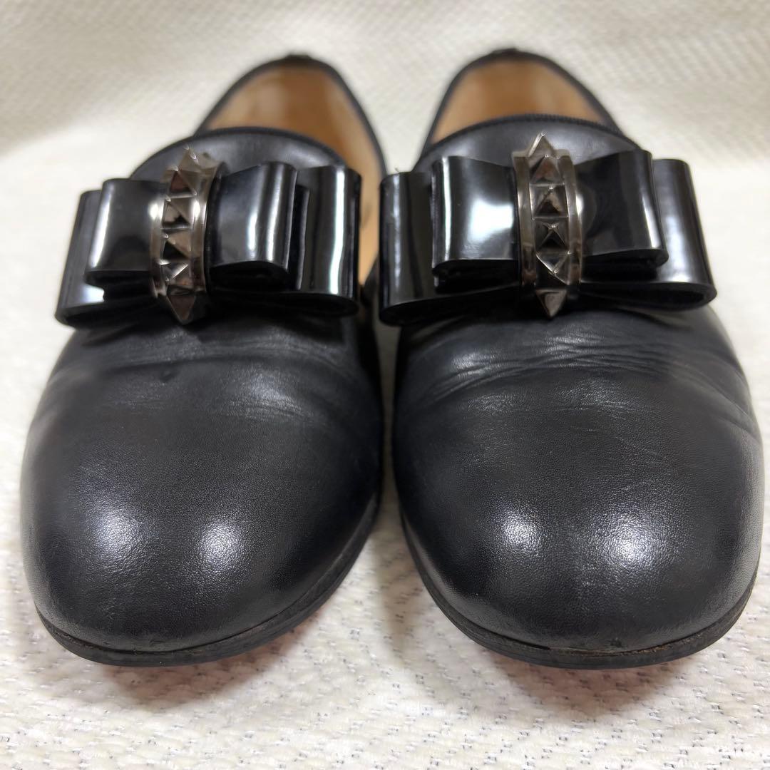 クリスチャンルブタン スパイク リボン オペラシューズ ローファー