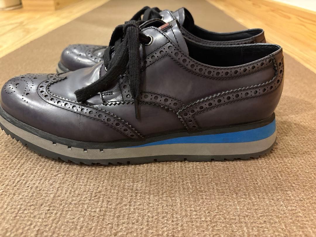 k*o様 ダークブルー レザー ウィングチップ シューズ