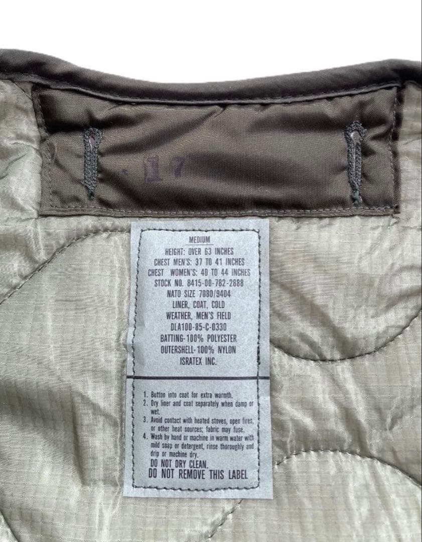 Dead Stock 新品 米軍 M-65 ジャケット用ライナー サイズ Ｍ