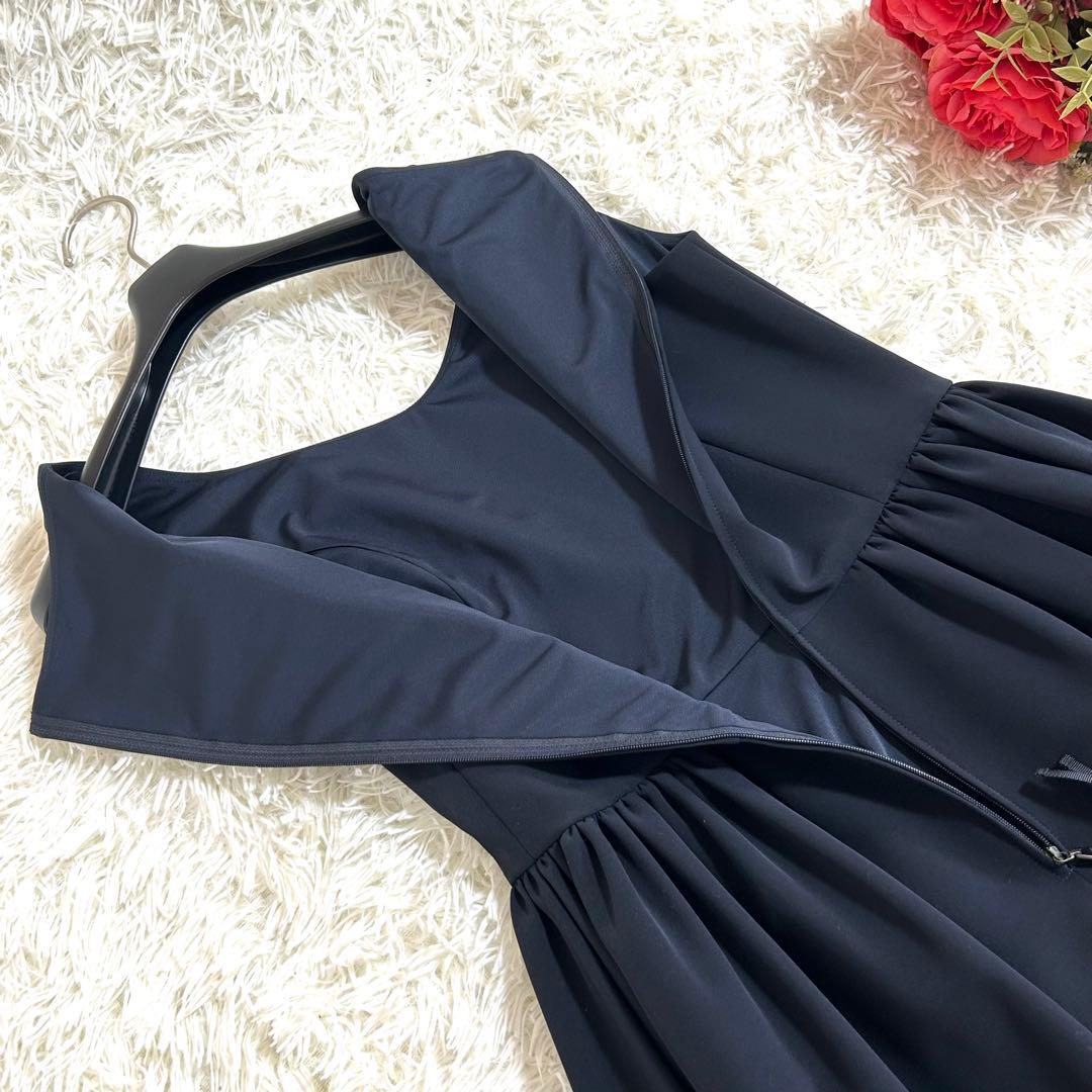 極美品✨フォクシー 洗える◎マットストレッチギャザードレス フレアワンピース
