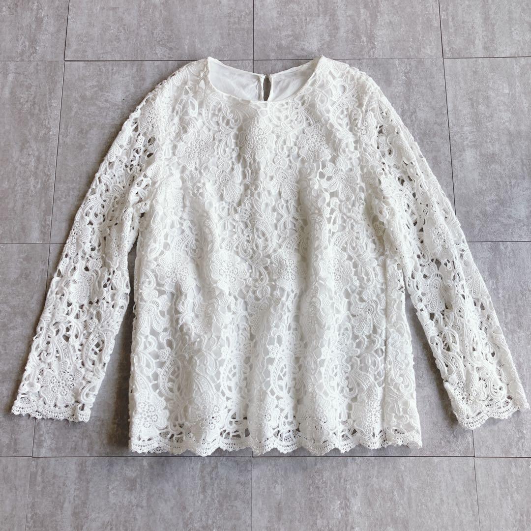 【極美品】TOMORROWLAND collection レーストップス　白　S