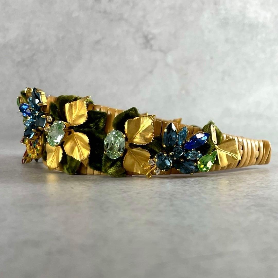 希少★ドルチェ＆ガッバーナ バンブー カチューシャ ビジュークリスタル フラワー