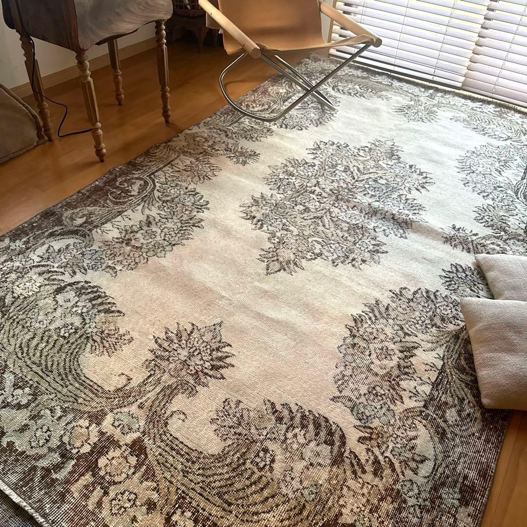 貴重超大判161.5×281ボタニカルメダリオン　トルコヴィンテージラグ