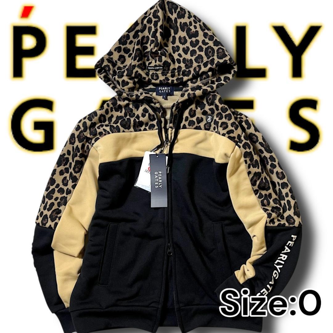 定価34,100円 新品 パーリーゲイツ 無地×レオパード スウェット パーカー