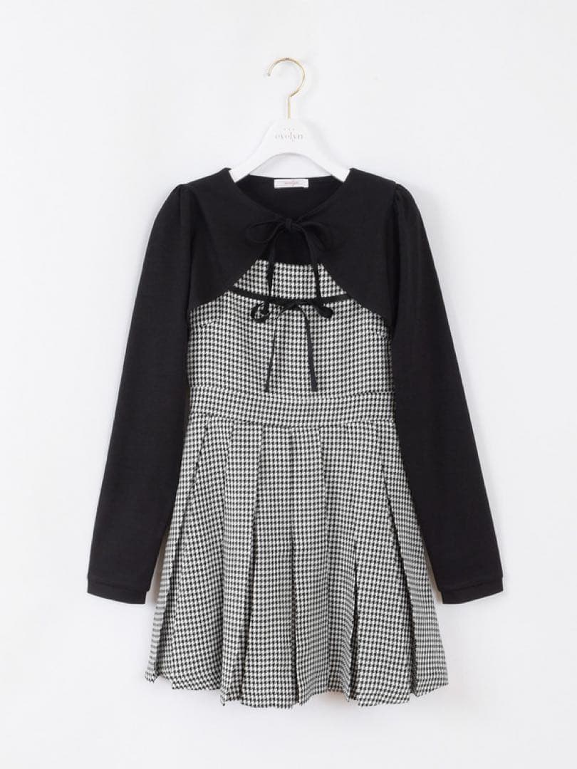 evelyn プリーツセットワンピース　千鳥柄