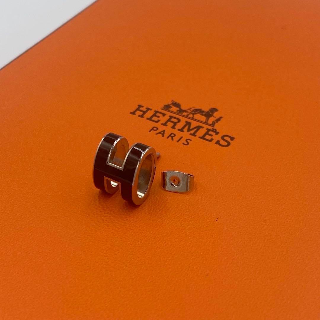 ！美品！　HERMES エルメス　ピアス　ブラック　シルバー　90