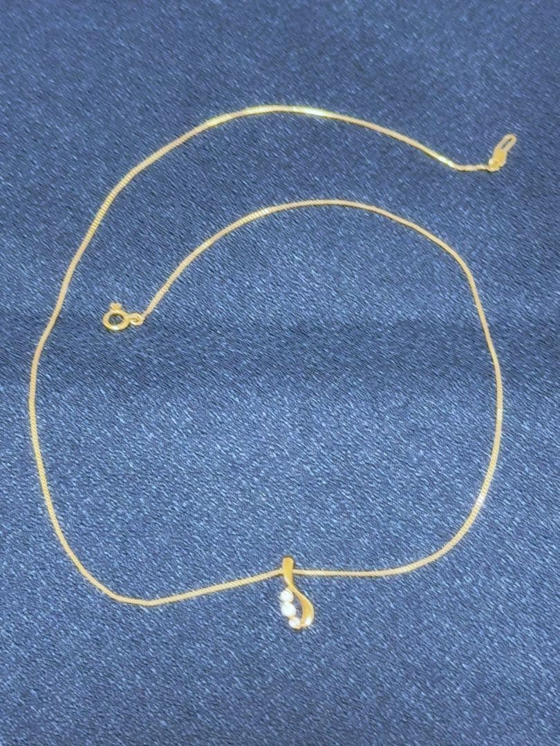 4℃ K18 ダイヤモンドネックレス 0.05ct しずく ゴールド 40cm