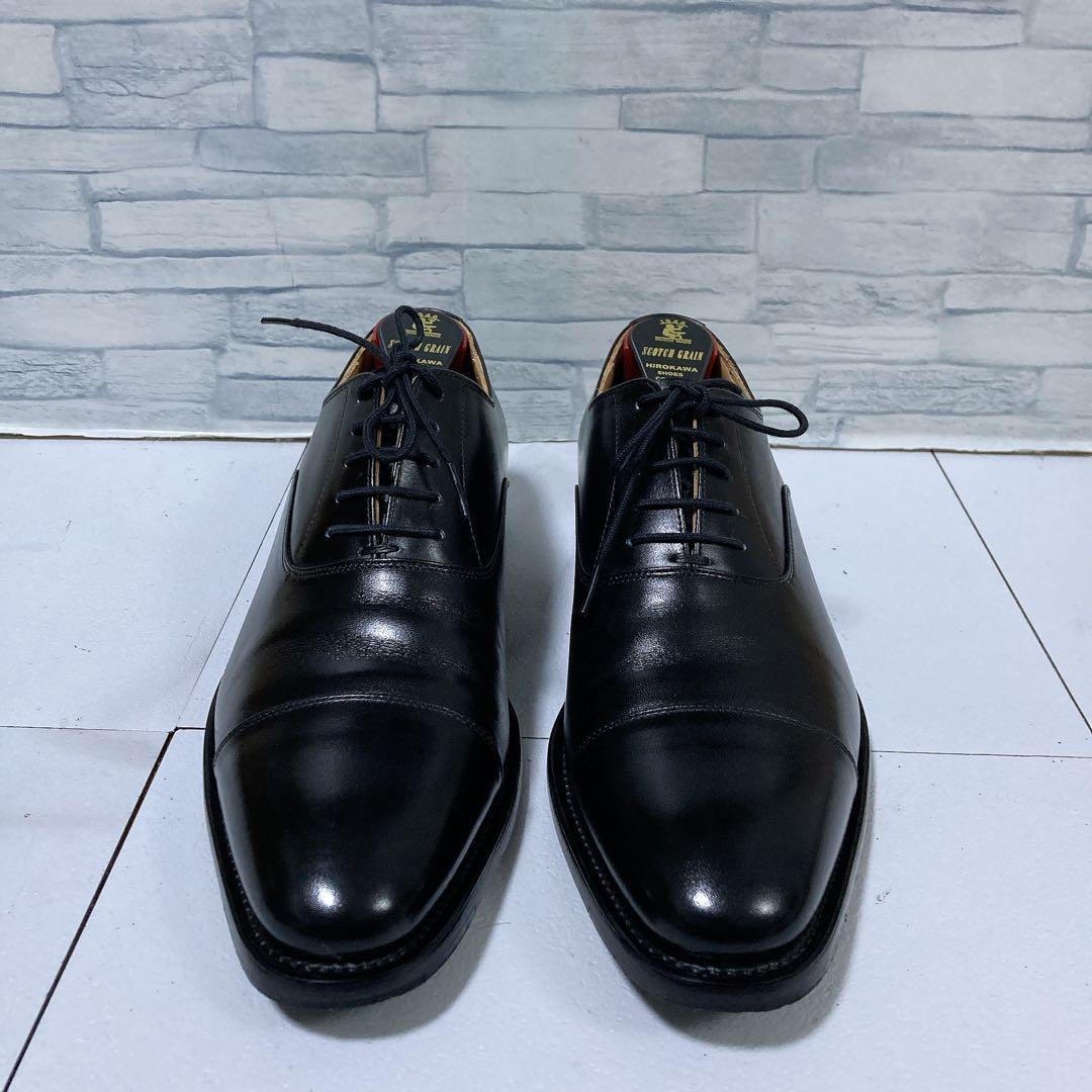 美品 スコッチグレイン ビジネスシューズ 匠 ストレート 本革 黒 24.5