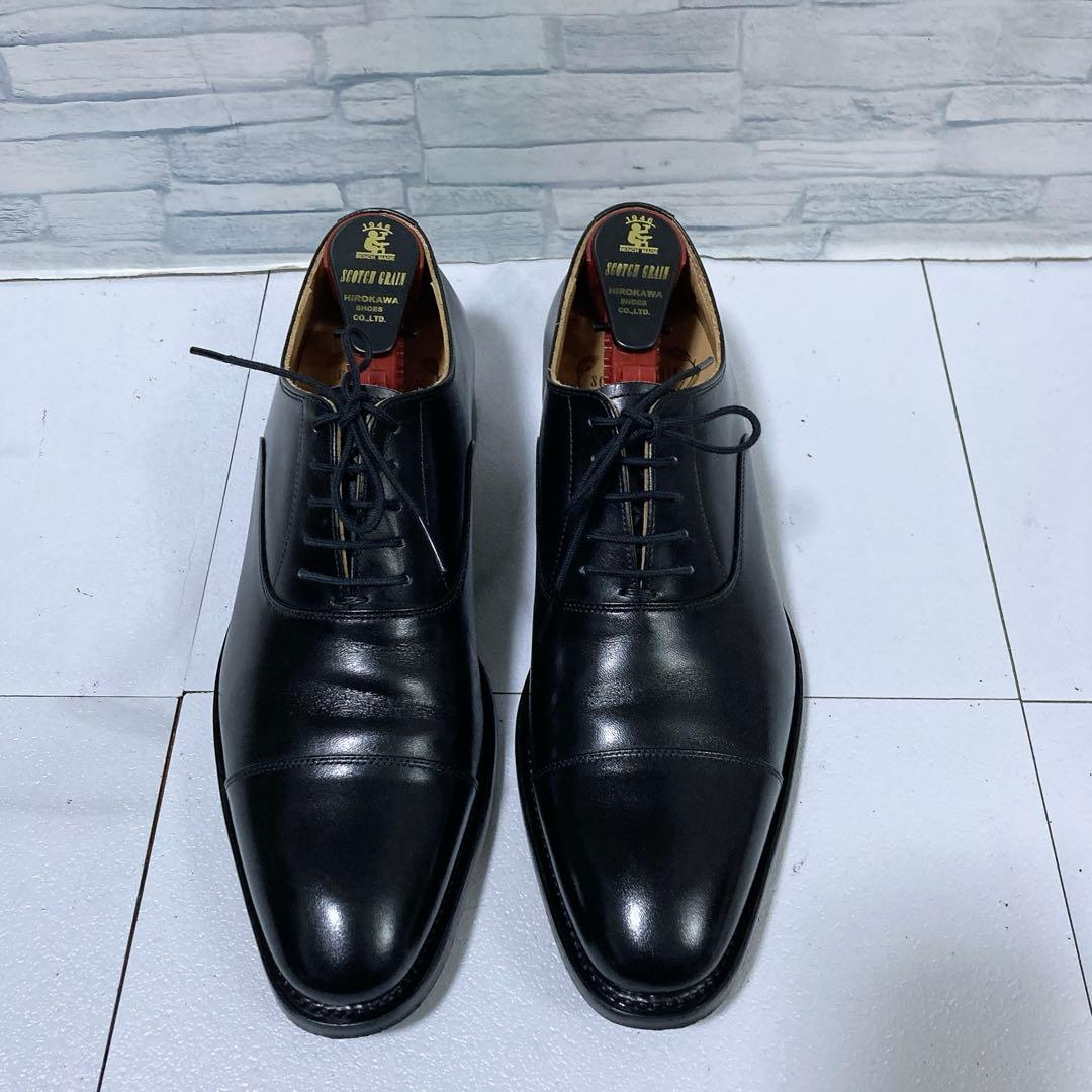 美品 スコッチグレイン ビジネスシューズ 匠 ストレート 本革 黒 24.5