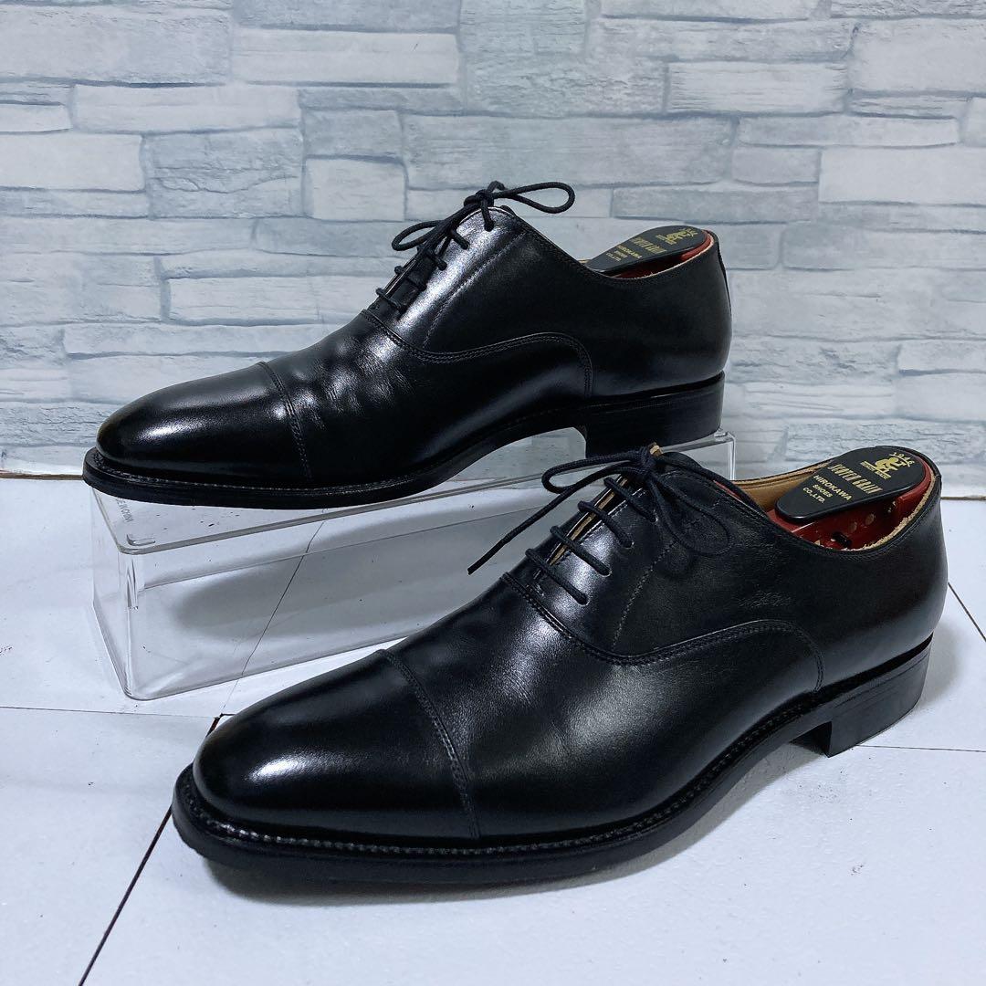 美品 スコッチグレイン ビジネスシューズ 匠 ストレート 本革 黒 24.5