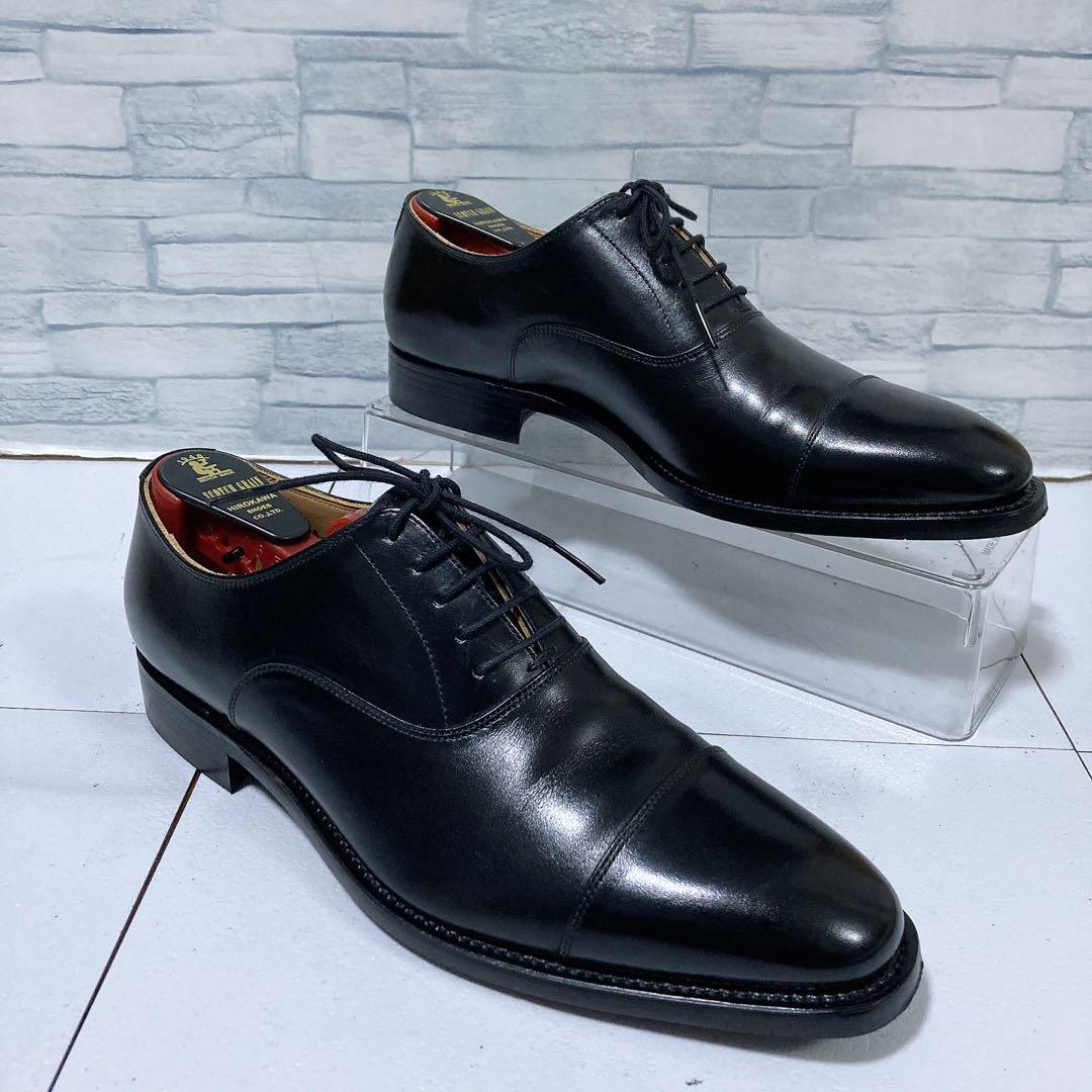 美品 スコッチグレイン ビジネスシューズ 匠 ストレート 本革 黒 24.5