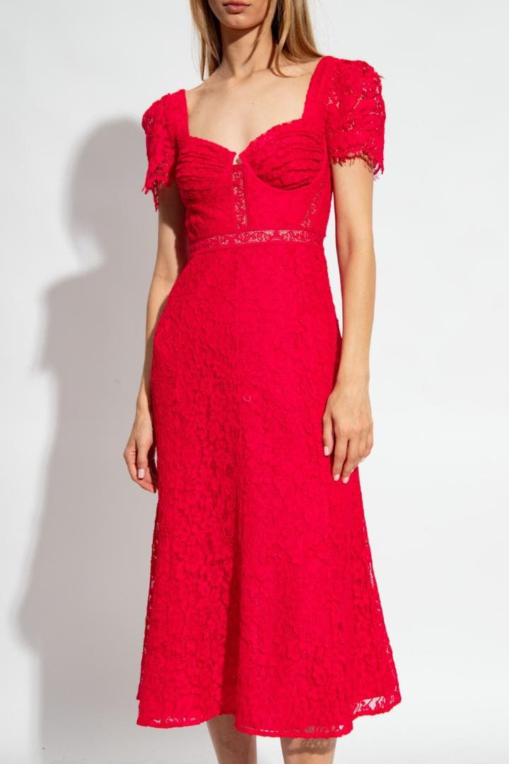 セルフポートレイト ワンピース レース 赤 UK8 未使用 Crepe