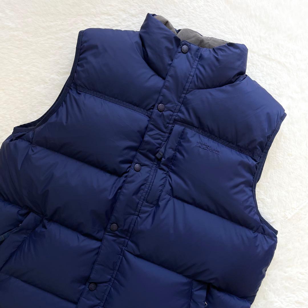 L.L.Bean ダウンベスト 肉厚 ネイビーブルー L 刺繍ロゴ