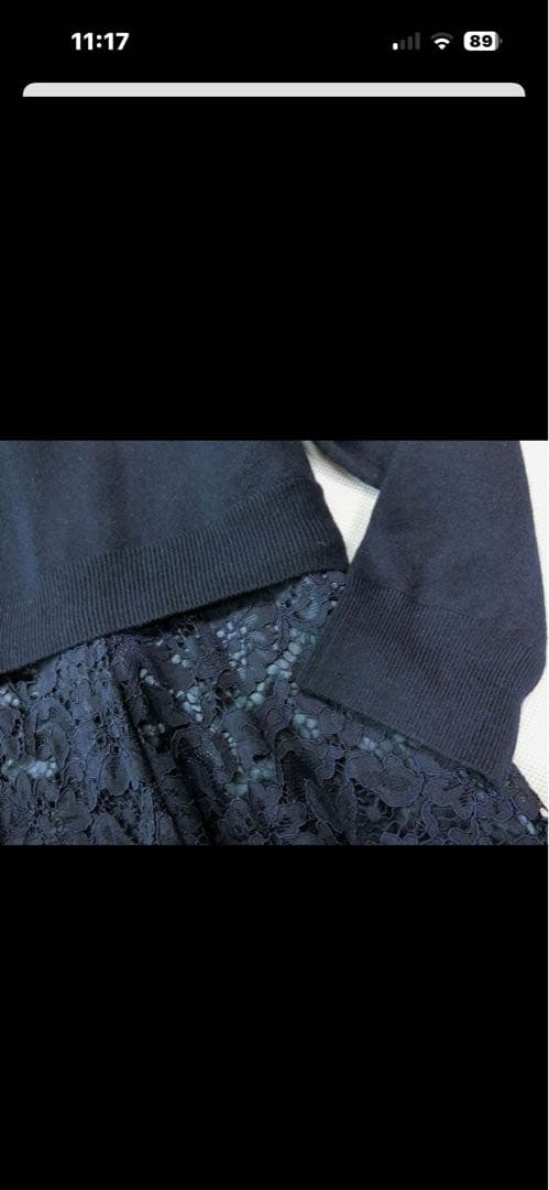組曲　サイズ5 レーススカートニットワンピース/ネイビー　未使用品