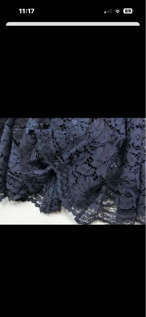 組曲　サイズ5 レーススカートニットワンピース/ネイビー　未使用品