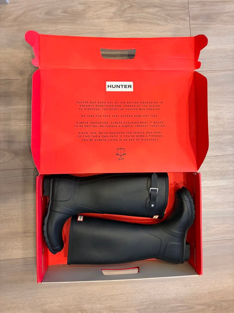 【未使用】HUNTER ブラック 長靴 バックル付き24cm UK5