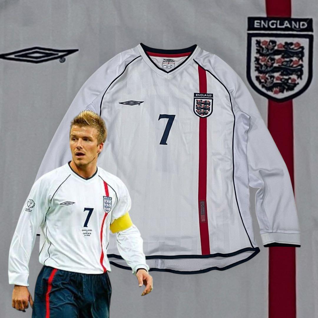 【良品】2002 イングランド代表 ホーム ユニフォーム #7 ベッカム