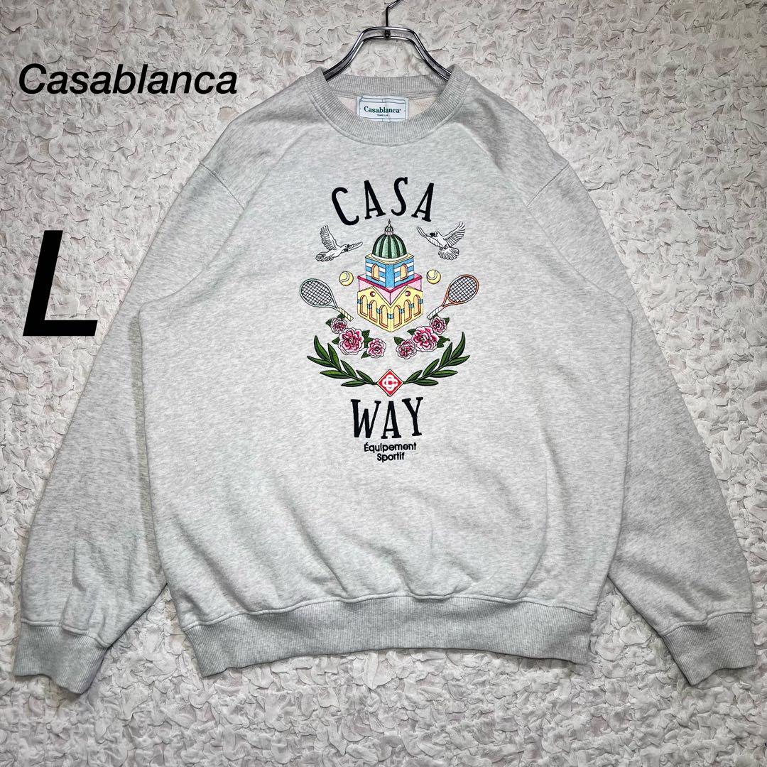『希少』　Casablanca スウェット　ビッグ刺繍ロゴ　グレー　【L】