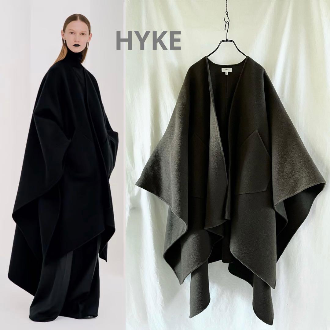 HYKEハイク メルトンウール ポンチョ/ケープコート マント