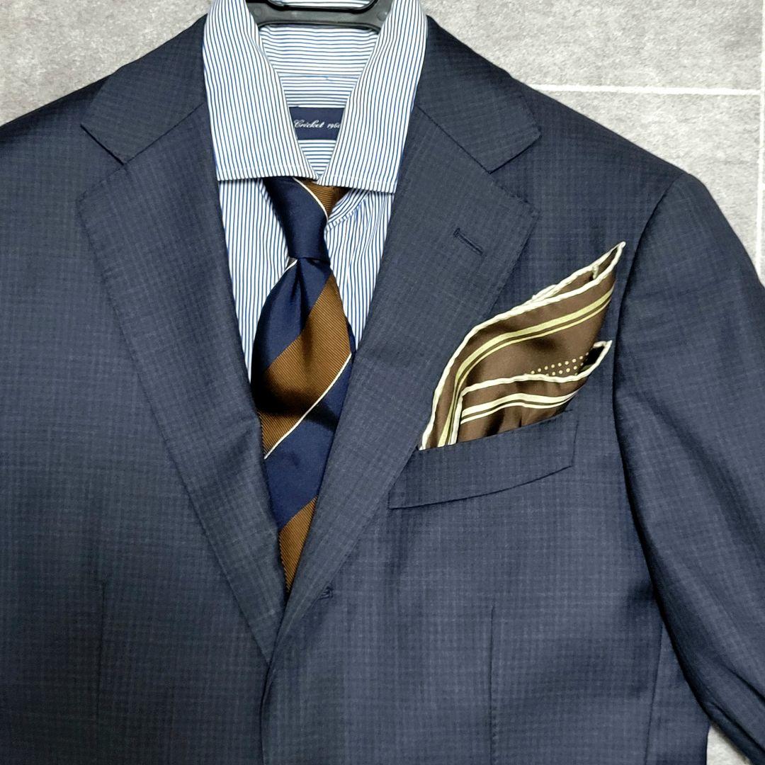 ★美品 ビームスエフ 超高級 ネイビー スーツ