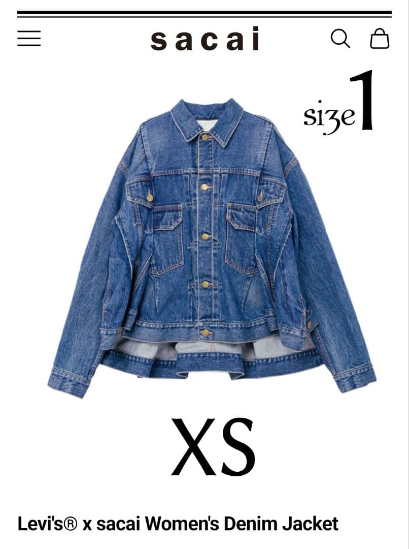 *★Levi's x sacai★Women's デニムジャケット貴重なサイズ1