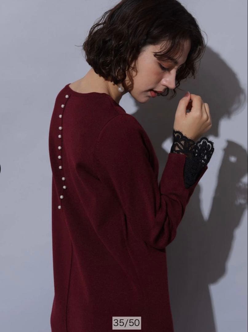 arpagestory袖口レースニットワンピースアルページュストーリー