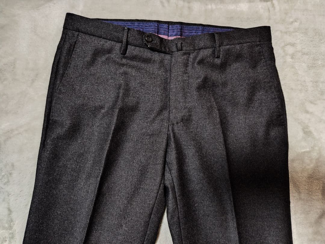 INCOTEX SUPER100'sダークグレー スリムフィット スラックス