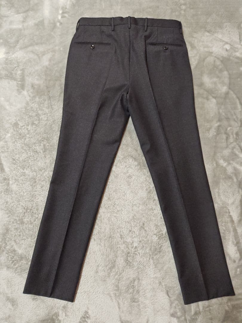 INCOTEX SUPER100'sダークグレー スリムフィット スラックス