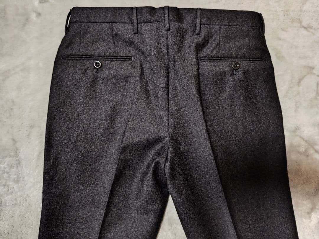 INCOTEX SUPER100'sダークグレー スリムフィット スラックス