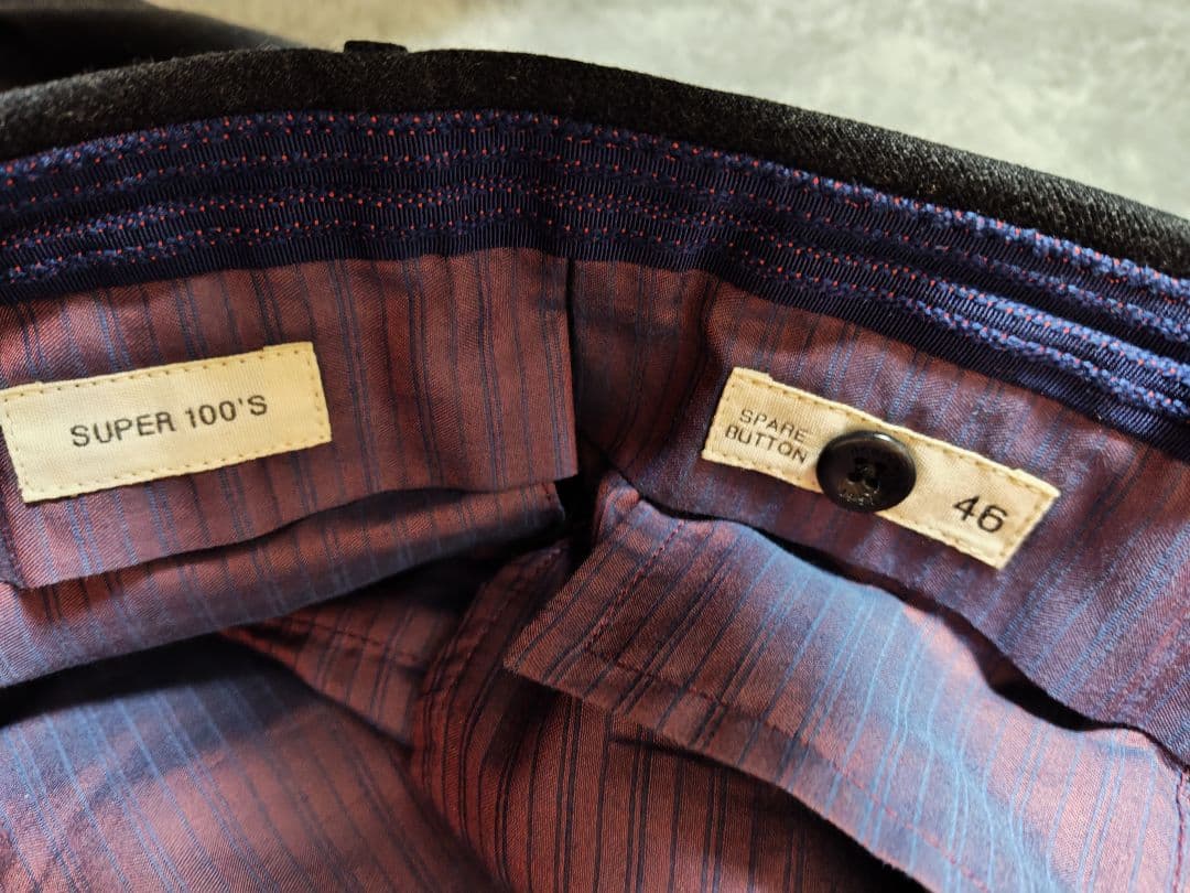 INCOTEX SUPER100'sダークグレー スリムフィット スラックス