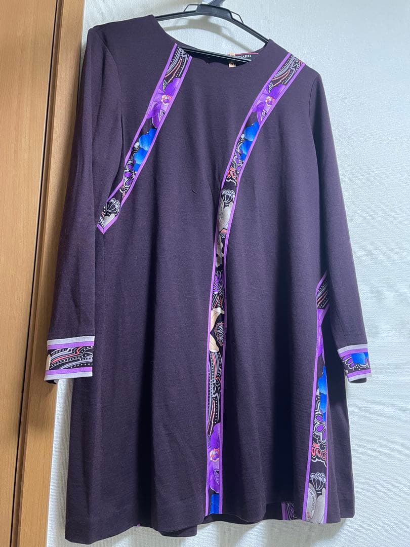 レオナール LEONARD 長袖ニット　チュニック　42パープル