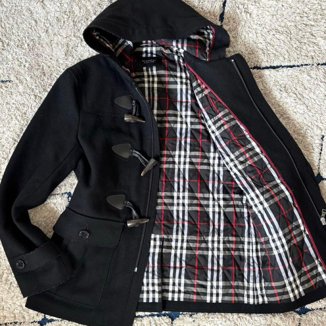 バーバリーブラックレーベル　ダッフルコート　加工　ロゴ刺繍　キルティング　Ｌ