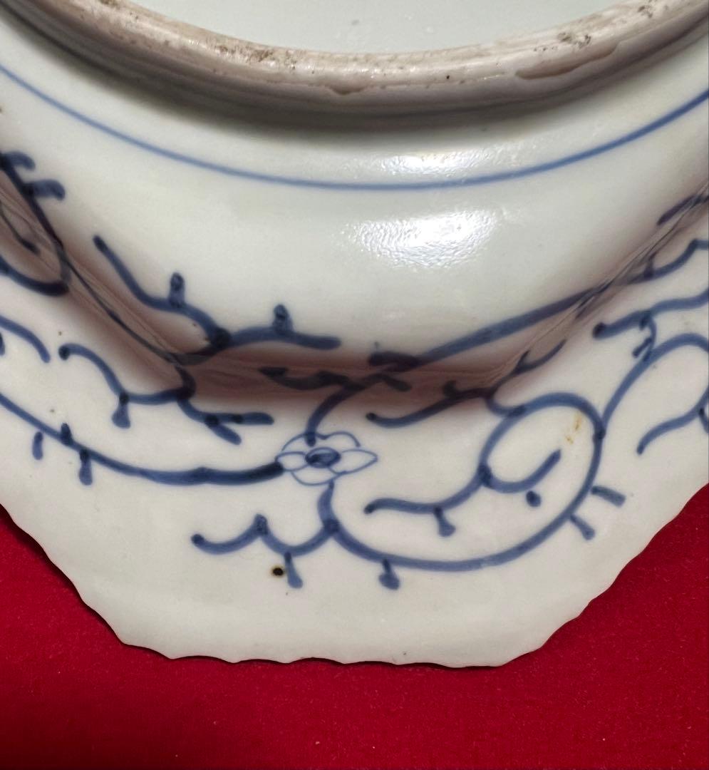 古美術 古伊万里 染付 八角皿 角皿 大皿 飾り皿 古道具