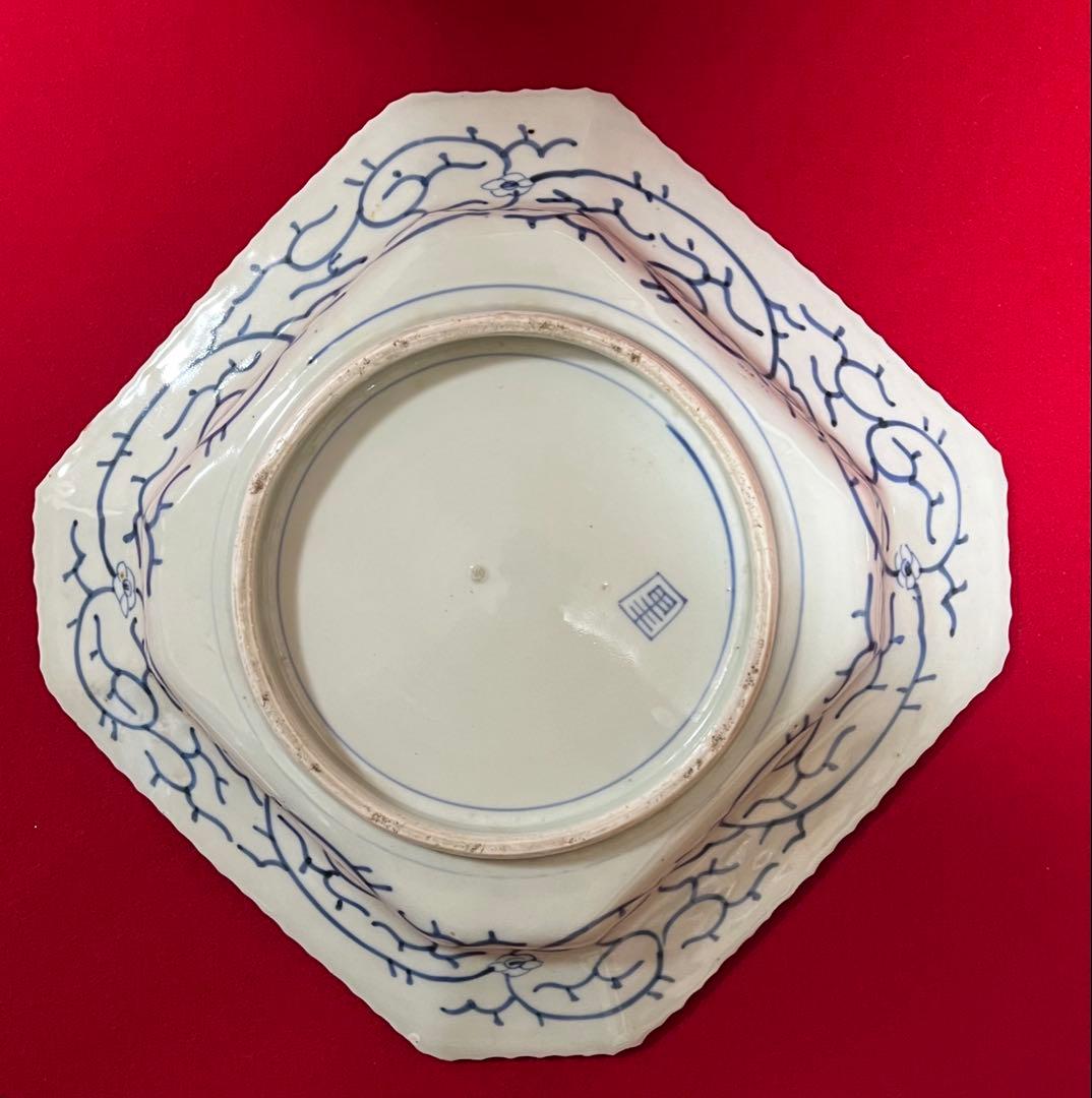 古美術 古伊万里 染付 八角皿 角皿 大皿 飾り皿 古道具