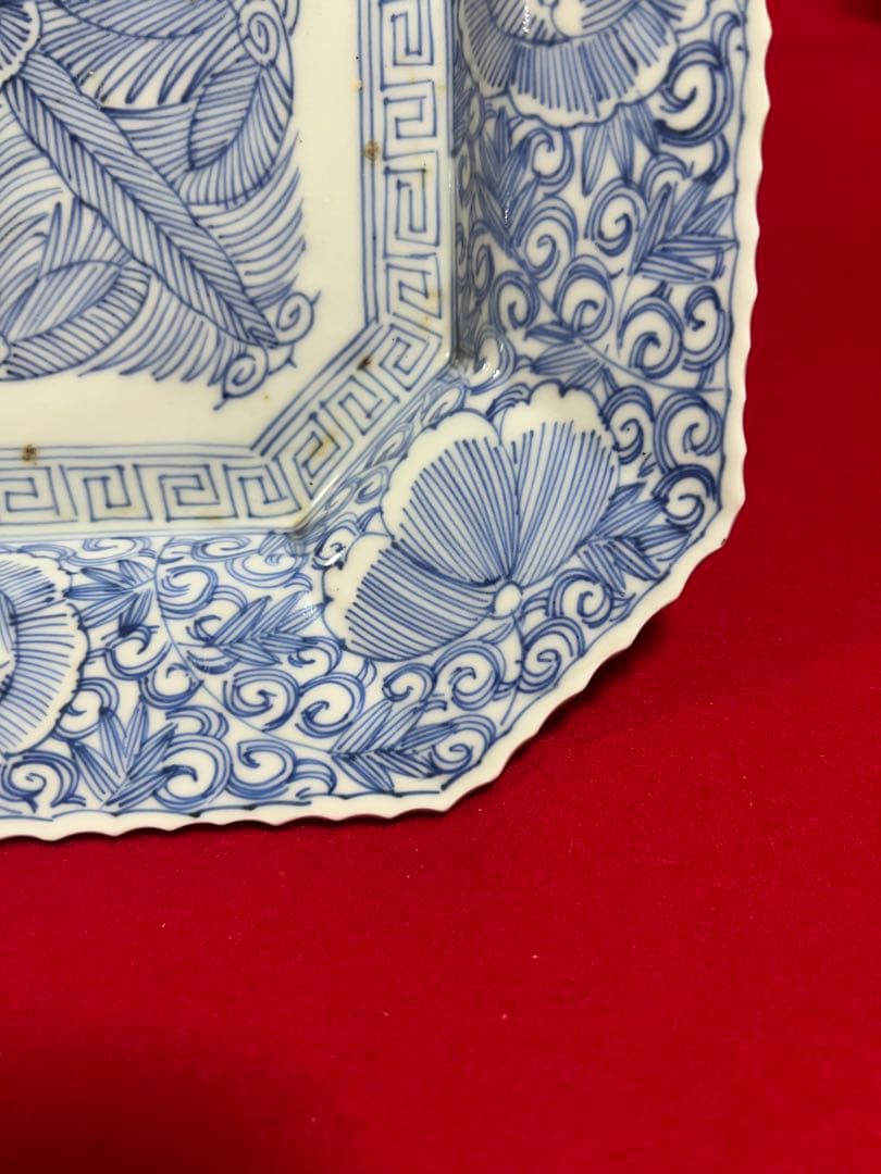古美術 古伊万里 染付 八角皿 角皿 大皿 飾り皿 古道具