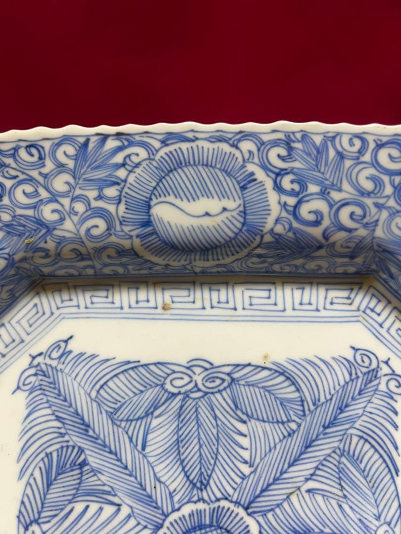 古美術 古伊万里 染付 八角皿 角皿 大皿 飾り皿 古道具