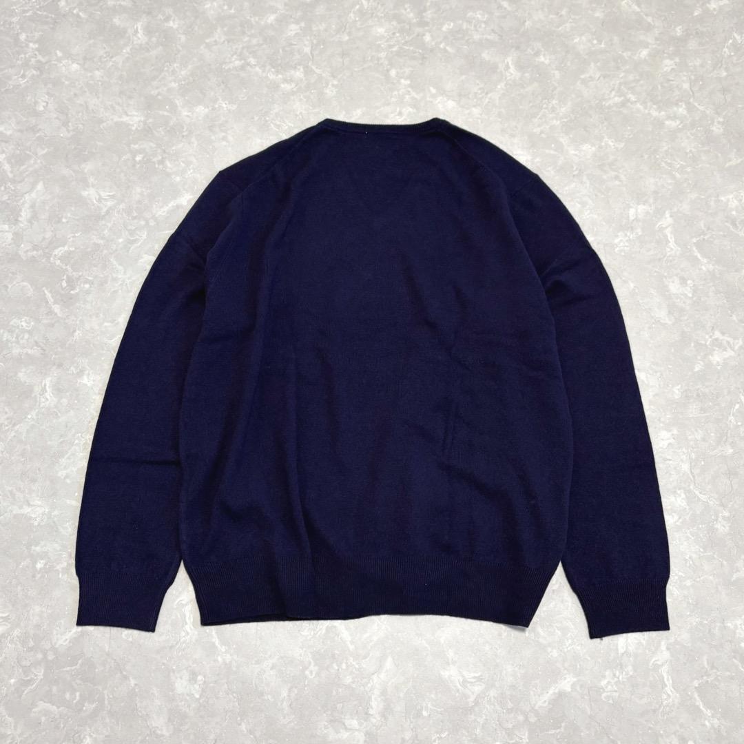 未使用　ポロ ラルフローレン　ウール100%　ロゴ刺繍　ニット　XXL　ネイビー