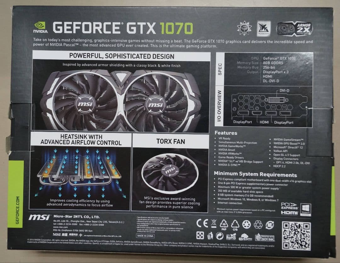 msi GeForce GTX 1070 8GB中古品