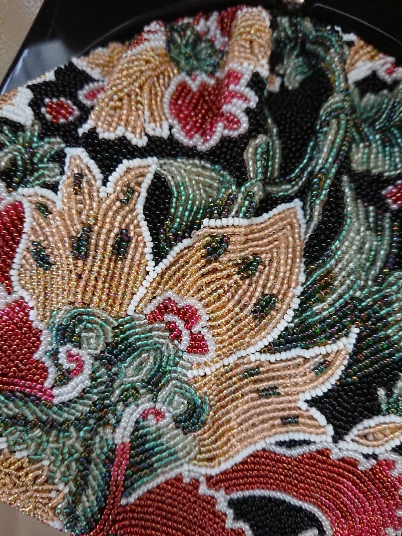 花柄ビーズ刺繍 パーティーバッグ 和装バッグ 成人式 結婚式 ビーズバッグ