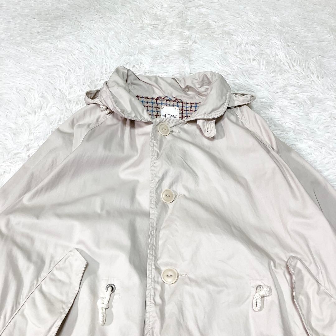 45R 高密度ギャバの908モッズ ステンカラー コート オフホワイト　フード