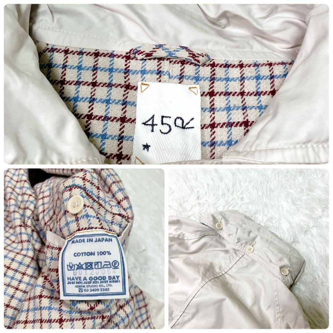 45R 高密度ギャバの908モッズ ステンカラー コート オフホワイト　フード