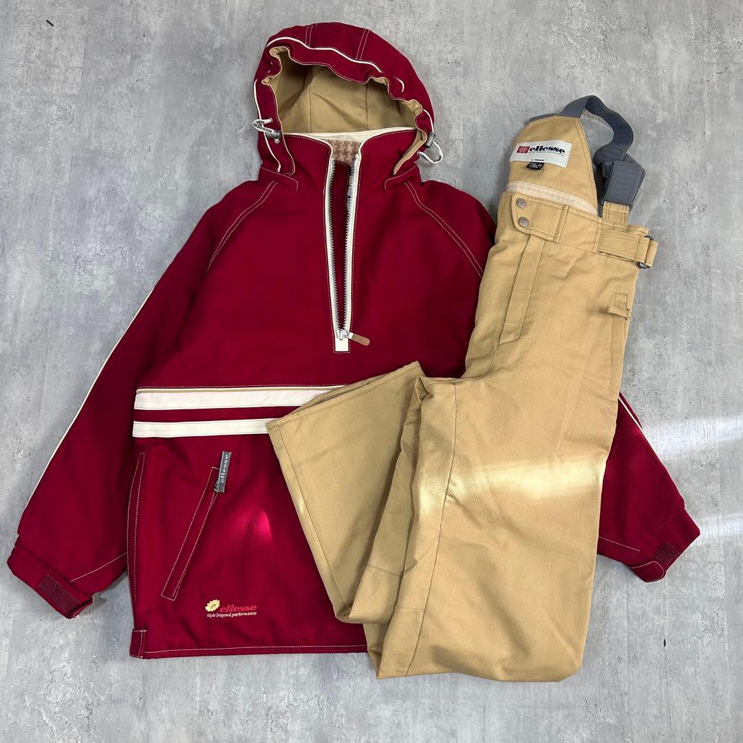 A803【未使用級】エレッセ スキーウェア 上下セット レディースL 花柄刺繍