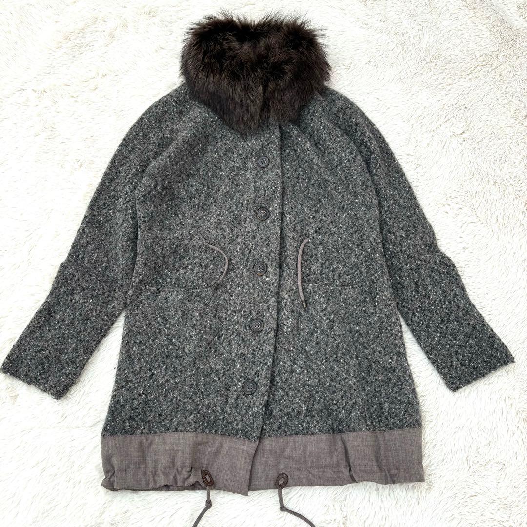 希少✨ファビアナフィリッピ　コート　Lサイズ　モヘヤ　アンゴラ　切り替え　異素材