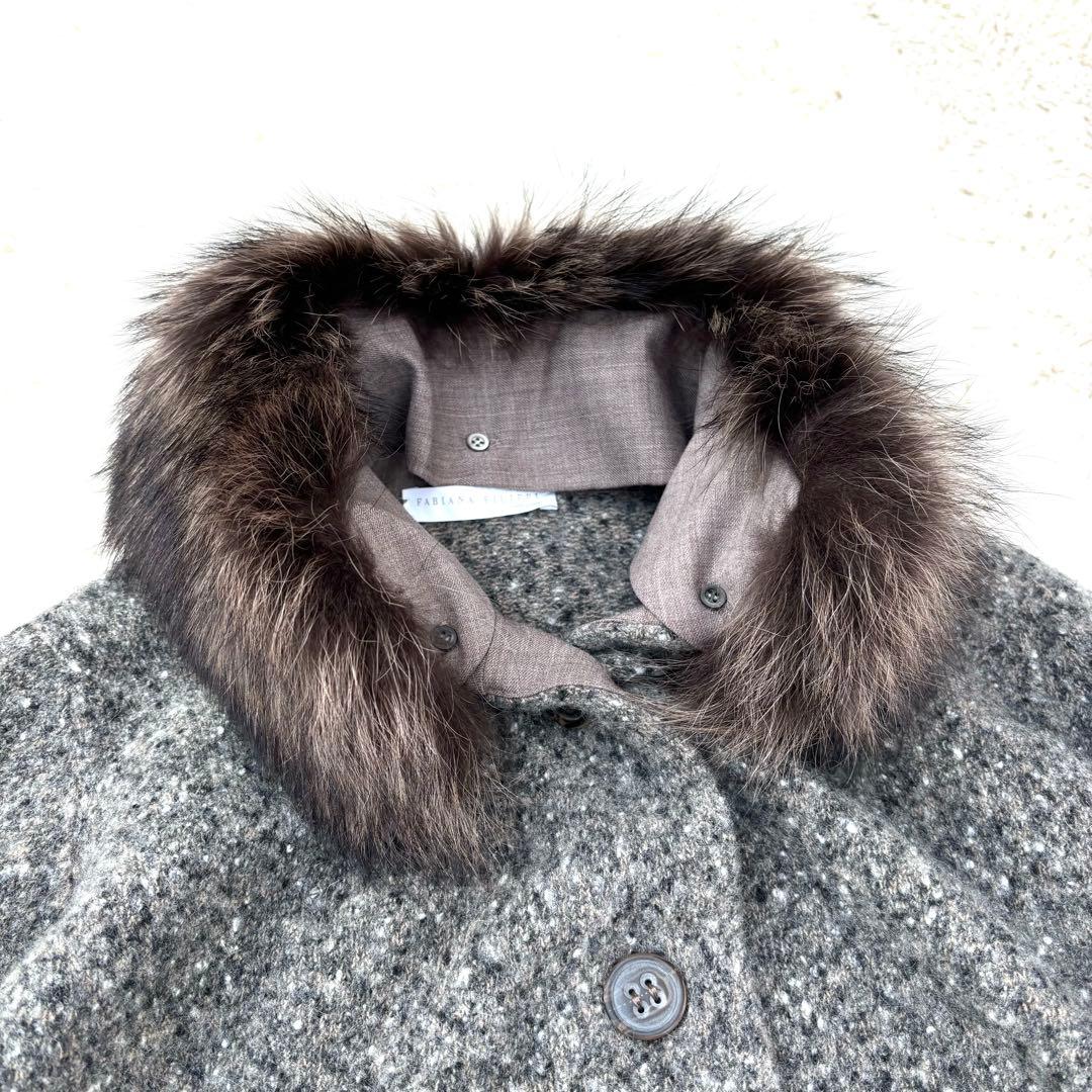 希少✨ファビアナフィリッピ　コート　Lサイズ　モヘヤ　アンゴラ　切り替え　異素材
