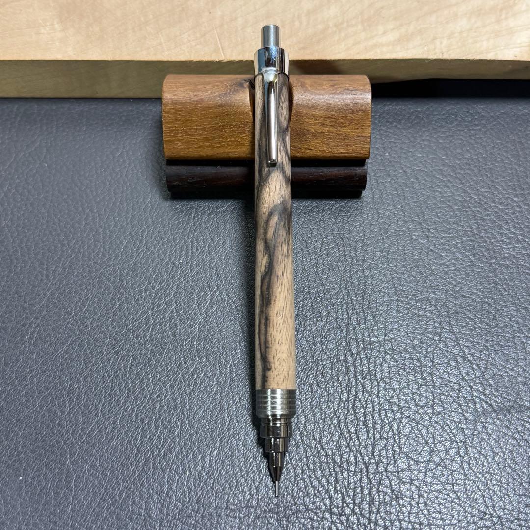 99黒柿　木軸シャーペン　最強低重心　ステンレス 溝付き　無塗装