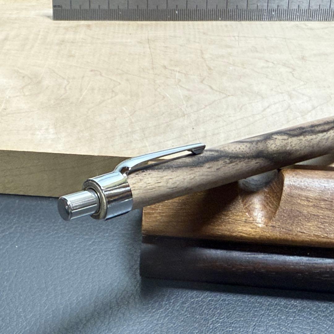 99黒柿　木軸シャーペン　最強低重心　ステンレス 溝付き　無塗装