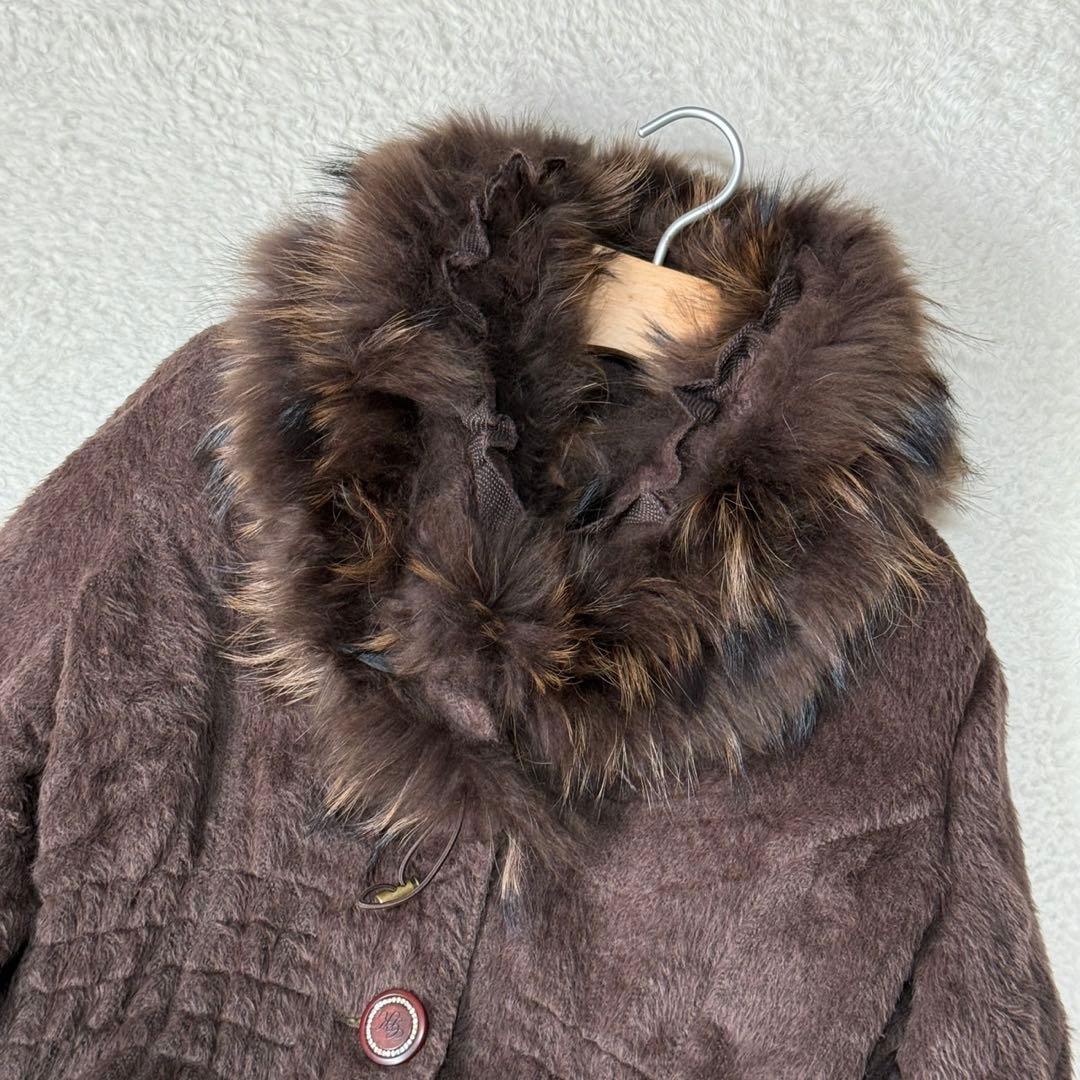 伊太利屋　ファーコート　アルパカ混　リアルファー　L 11号