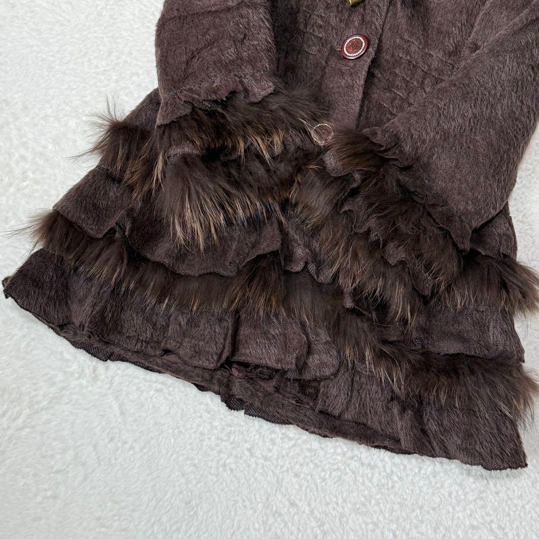 伊太利屋　ファーコート　アルパカ混　リアルファー　L 11号