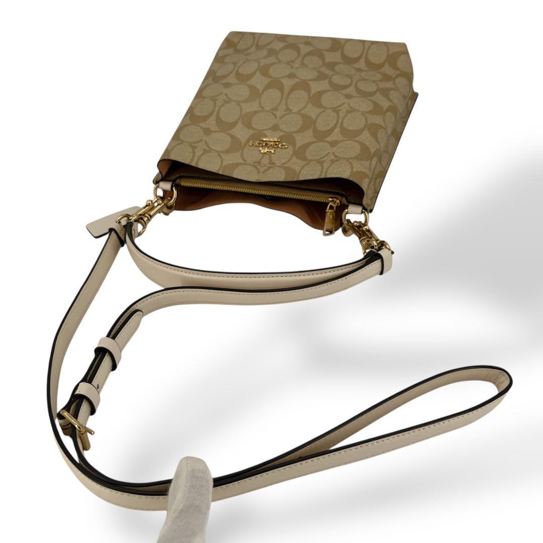 美品　コーチ　モリー　2way ショルダーバッグ　シグネチャー　バケット　レザー