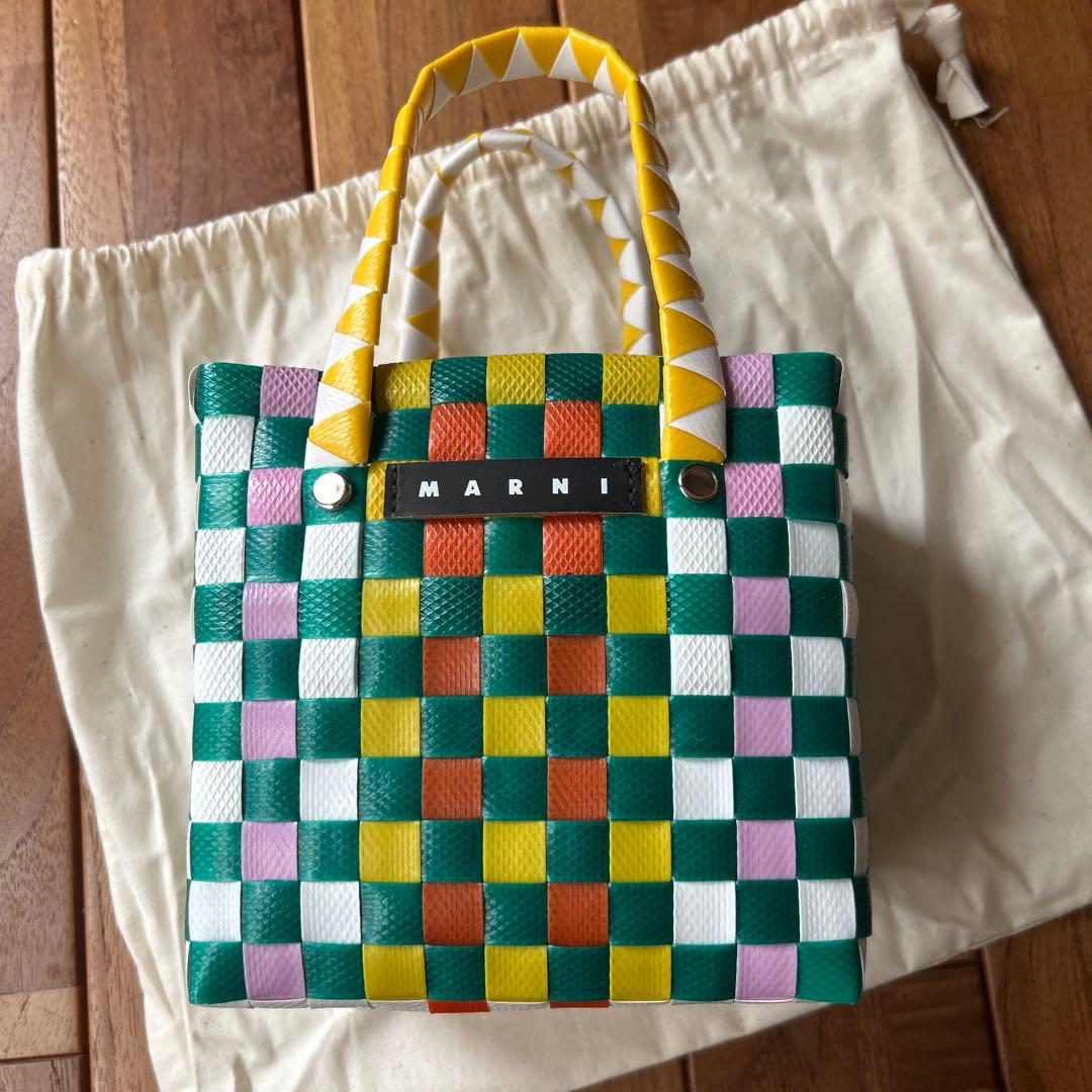 新品タグ付き　MARNI チェック柄 かごバッグ　マルニ